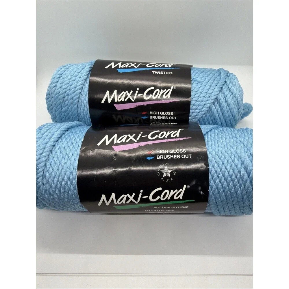 Maxi-Cord Macrame Twisted 6mm Craft Country Lt Blue 100 Yards Vintage USA (2)